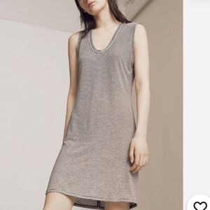 Rag and Bone Light Striped Jersey Weight Mini Linen Blend VNeck Dress d